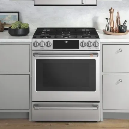 stainless steel dual fuel range stove
